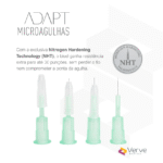 Microagulha Adapt 32G Verve com ajuste de profundidade (0–4 mm), parede ultrafina, aço SUS304, estéril, Anvisa 82576739002