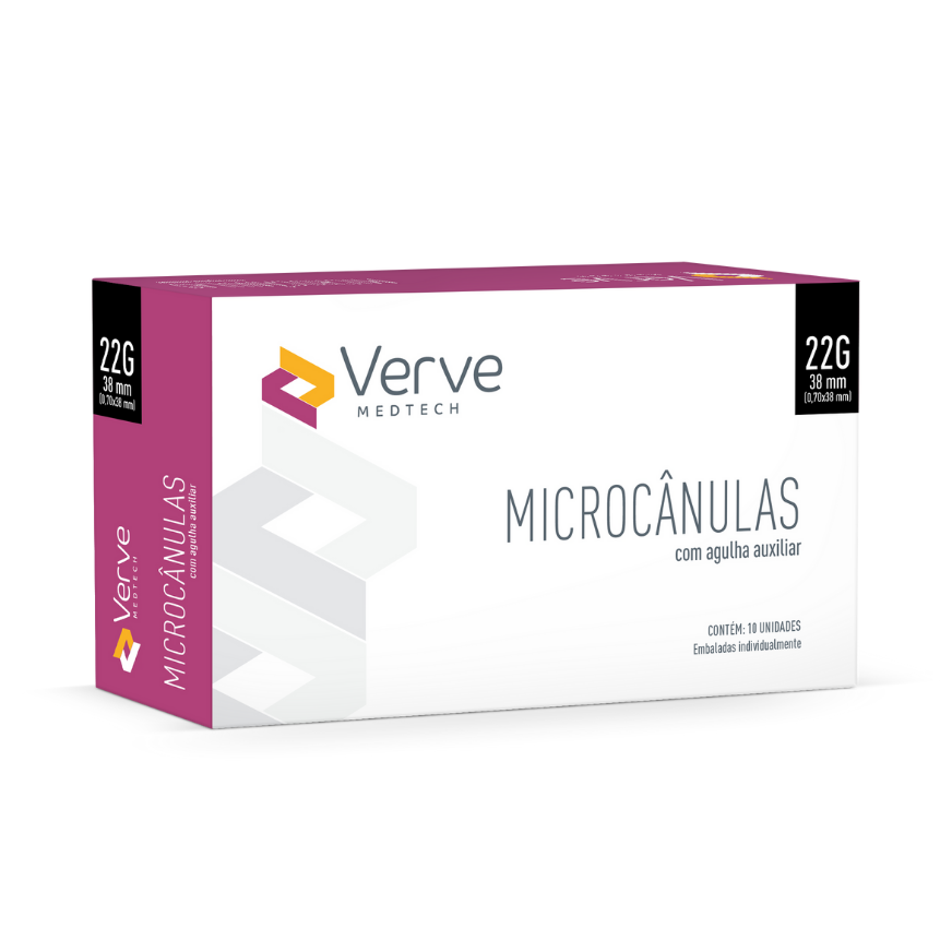 1_Microcânula_Com_Agulha_Auxiliar_Verve_22G 38mm_MC22038_Preto_prd_0925 Microcânula Verve 22G 38 mm, ponta romba, parede ultrafina, indicador 10 mm, SUS304, Anvisa 82576739003
