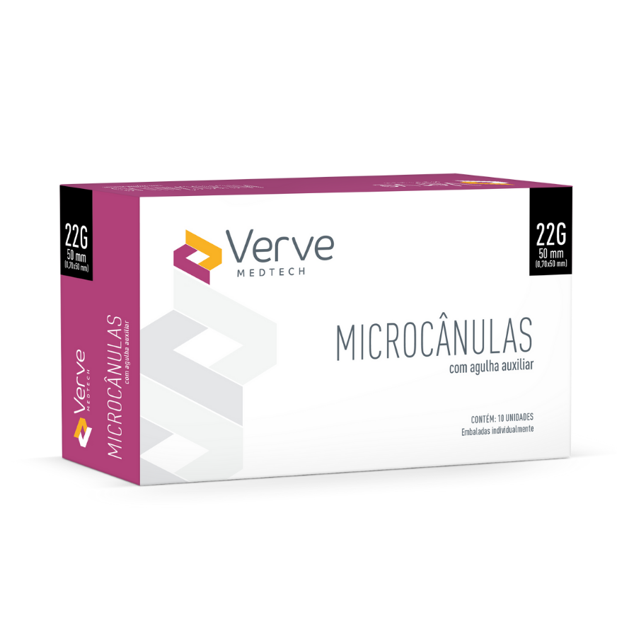 1_Microcânula_Com_Agulha_Auxiliar_Verve_22G 50mm_MC22050_Preto_prd_0925 Microcânula Verve 22G 50 mm com ponta romba e parede ultrafina; controle visual e menor risco de hematomas