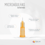 Microagulha Verve 34G extra-fina para aplicações precisas, parede ultrafina, aço SUS304, estéril, Anvisa 82576739002