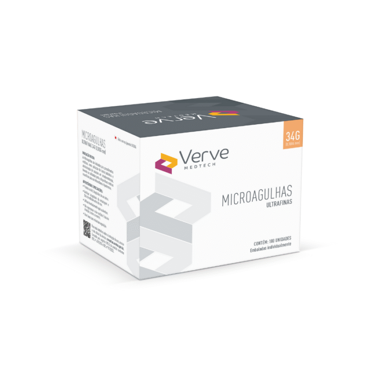 Microagulha Verve 34G extra-fina para aplicações precisas, parede ultrafina, aço SUS304, estéril, Anvisa 82576739002