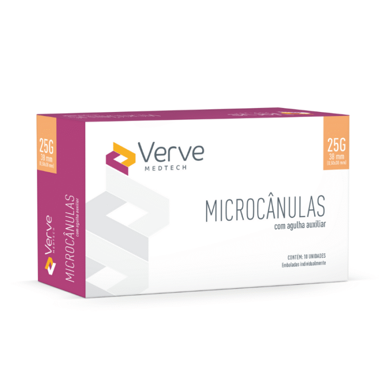 Microcânula Verve 25G 38 mm, ponta romba com suavidade real, indicador 10 mm, SUS304, Anvisa 82576739003