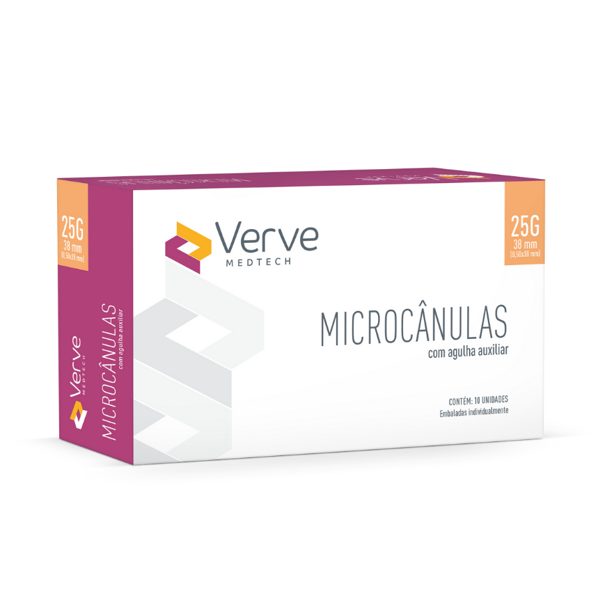 2_Microcânula_Com_Agulha_Auxiliar_Verve_25G 38mm_MC25038_Laranja_prd_0925 Microcânula Verve 25G 38 mm, ponta romba com suavidade real, indicador 10 mm, SUS304, Anvisa 82576739003
