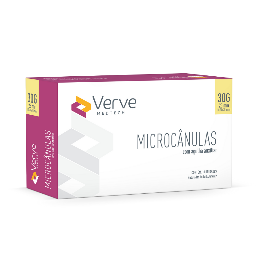 2_Microcânula_Com_Agulha_Auxiliar_Verve_30G_25mm_MC30025_Amarelo_Claro_prd_0925 Microcânula Verve 30G 25 mm extra-fina, ponta romba, mínima dor, indicador 10 mm, SUS304, Anvisa 82576739003