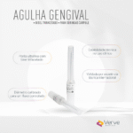 Agulha gengival Verve 27G longa, bisel trifacetado, aço SUS304, estéril, para seringa carpule
