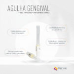 Agulha gengival Verve 30G curta, ultrafina, bisel trifacetado, estéril, para anestesia local